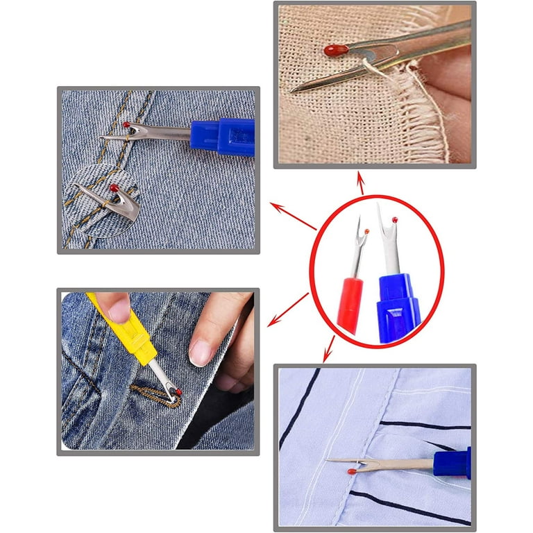  Seam Ripper, Sewing Stitch Ripper and Thread Remover Tool Kit,  2Big+2Small Thread Cutter and 1 Thread Snips (Blue)