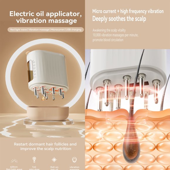 Hair Treatments 2 In 1 Hair Oil Applicator & Scalp Massager For Hair Growth Oil Dispenser With Brushes (White)