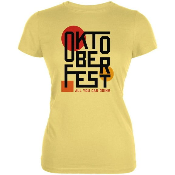 Oktoberfest Retro Vintage Poster Type Juniors Soft T Shirt Yellow SM