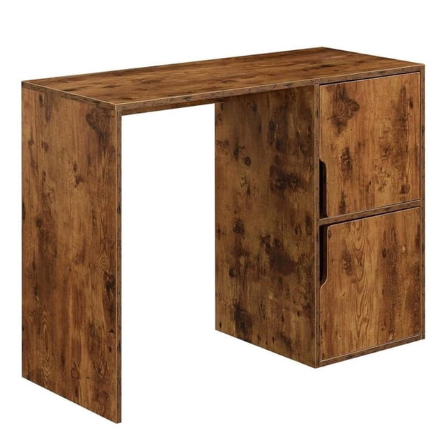 Pemberly Row Student Desk with Storage Cabinets in Nutmeg Wood Finish