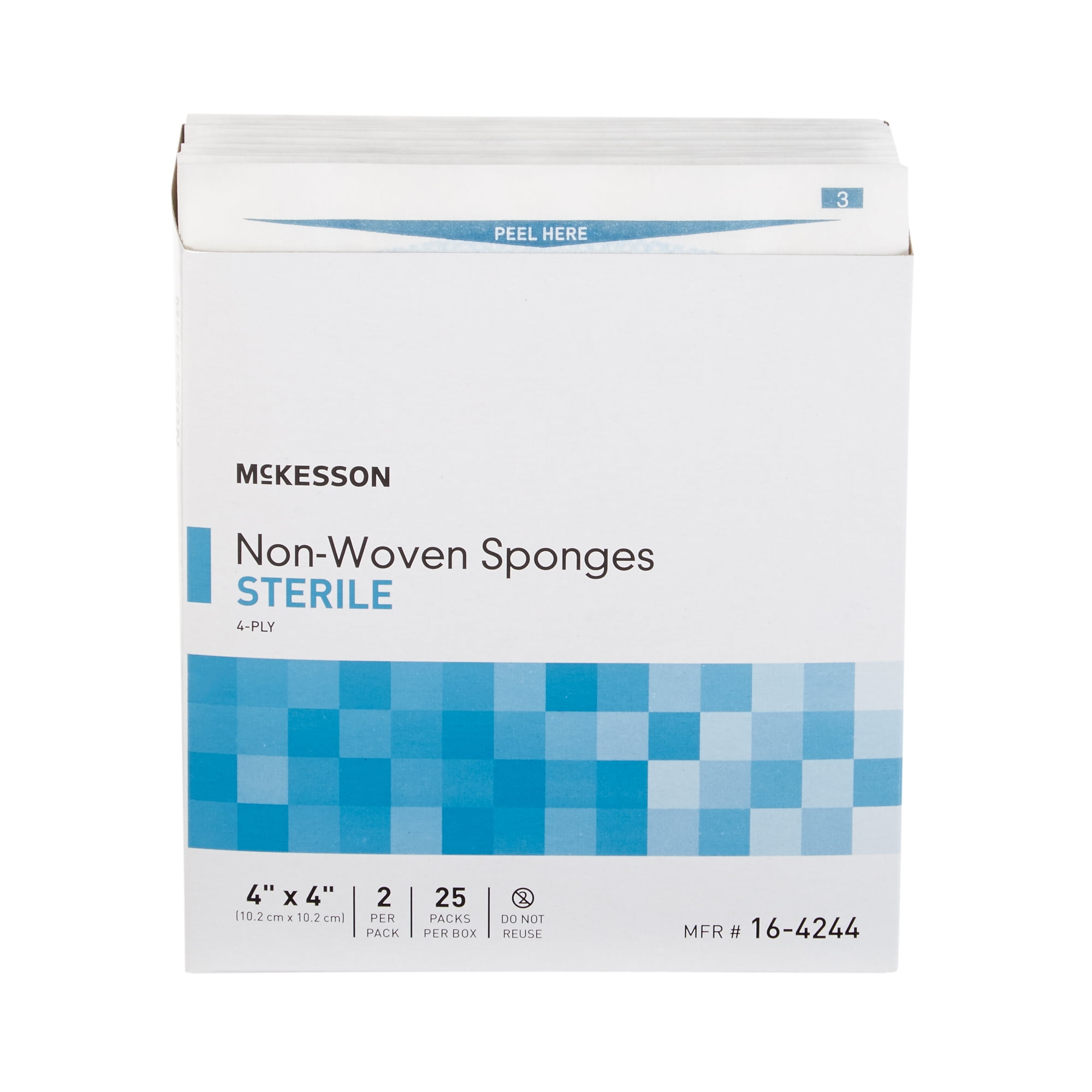 McKesson Non-Woven Gauze Sponges, Sterile Absorbent Wound Pad - 4 in x 4 in, 2 per Pack, 600 Packs, 1200 Total