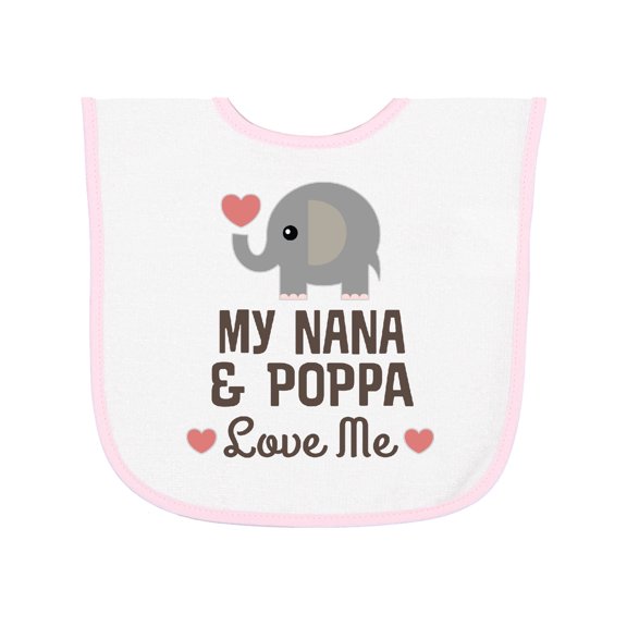 Inktastic Nana and Poppa Love Me Grandchild Elephant Baby Terry Cloth Bib