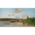 thumbnail image 2 of Hippolyte Camille Delpy 18x12 Black Ornate Wood Framed Double Matted Museum Art Print Titled - Edge of the Seine in Rangifort, in the Morning, 2 of 5