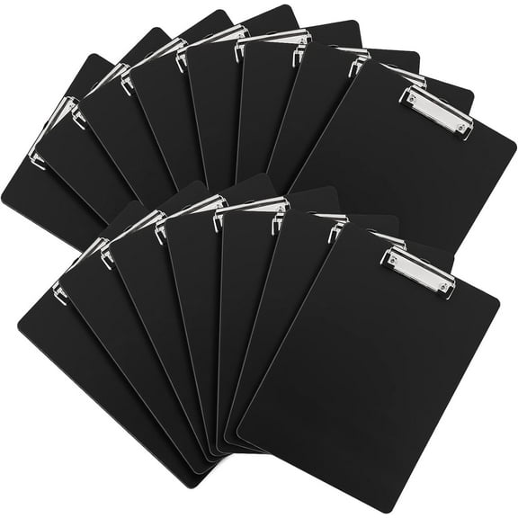 15 Pack Plastic Clipboards,Clip Boards Plastic Clipboard,Clip Board with Low Profile Clip,12.5x9 Inch Black Clipboard,Standard A4 Letter Size Clipboards for Classroom Office School Business Use