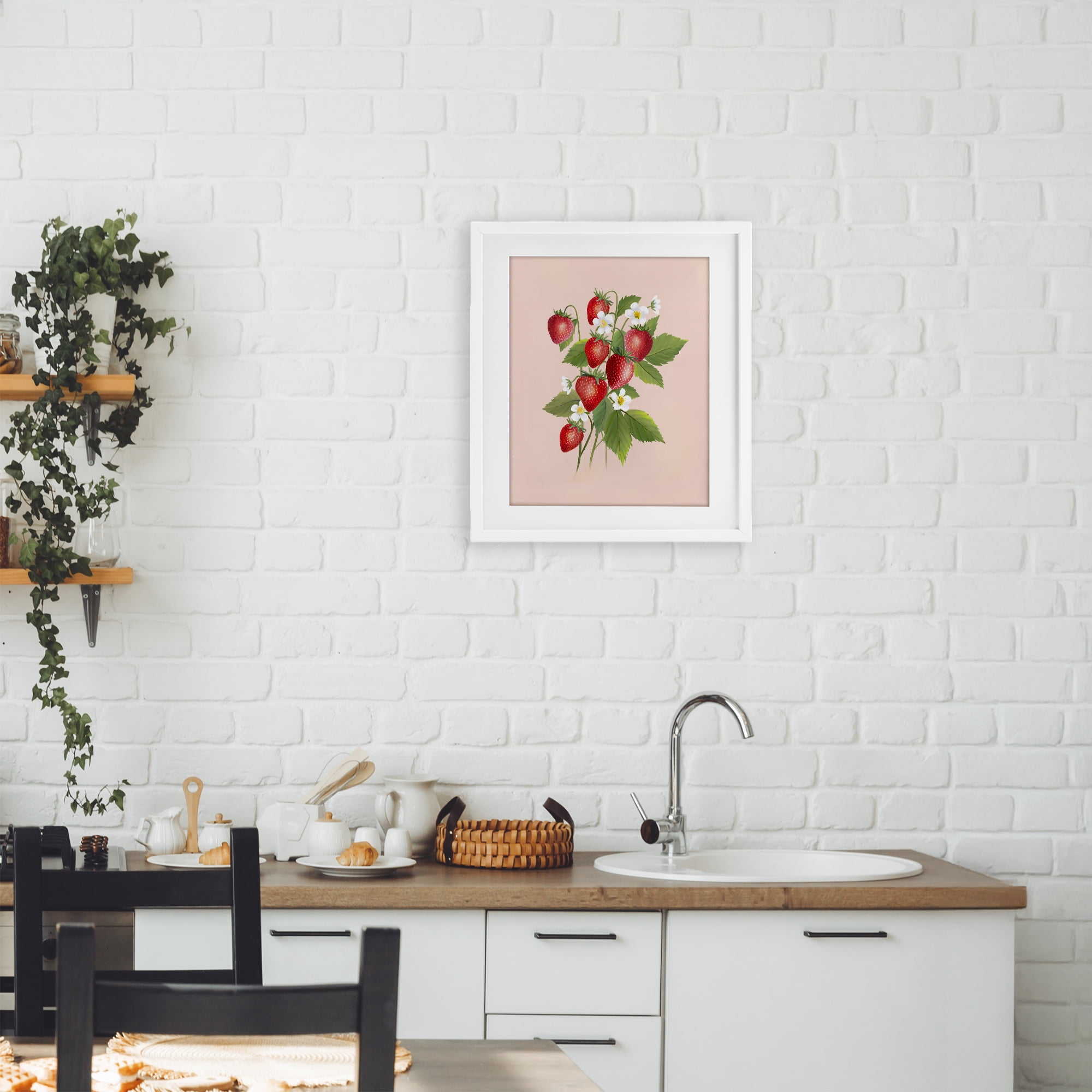 Stupell Industries Cottage Garden Strawberries White Framed Print Under Glass, design by Diane Neukirch
