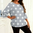 thumbnail image 3 of Star Printed T-Shirt for Women Summer Oversize Capris Sleeve Tops Loose Round Neck Pullover Tees ,Gray,XL, 3 of 6