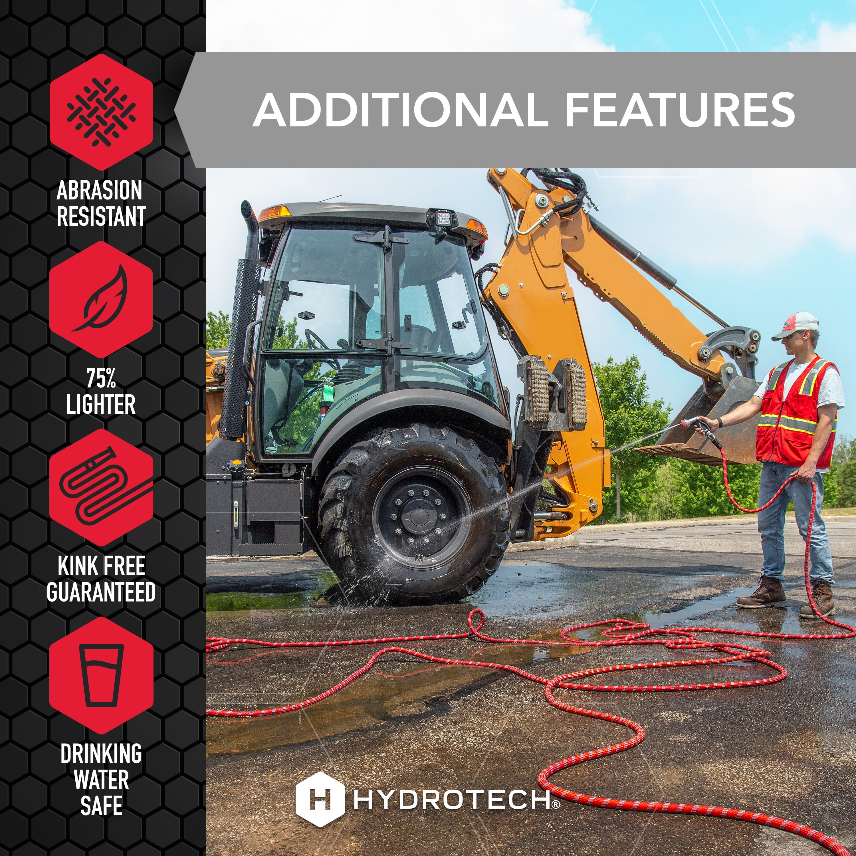 HydroTech Pro Series 3/4" x 200ft Expandable Garden Hose - Kink-Free, 2x Flow, Lightweight
