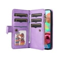 thumbnail image 2 of Multifunctional Case for Samsung A71 4G,[RFID Blocking] 9 Credit Cards Holder with Wrist Strap, Premium PU Leather Zipper Wallet Purse Magnetic Flip Phone Cover for Samsung Galaxy A71 4G, Purple, 2 of 12
