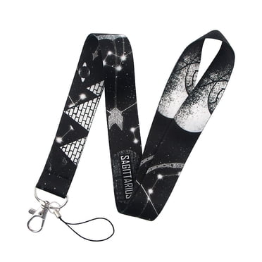 Paw Print & Stars Lanyard Keychain - ID Badge Holder, 17 Inch, Lobster Claw Clasp, Soft Fabric
