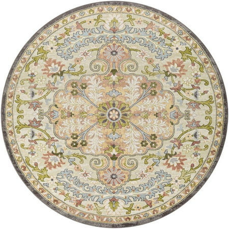 Surya New Mexico NWM-2340 63 x 63  Round Fabric Rug in Grass Green/Red/Cream