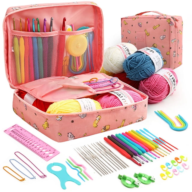 Ganchos Crochet Agujas Tejer para Principiantes Artesanías Hechas A Mano Con 5 Grupos Lana Perfecta Almacenamiento Bufandas Bricolaje Guantes