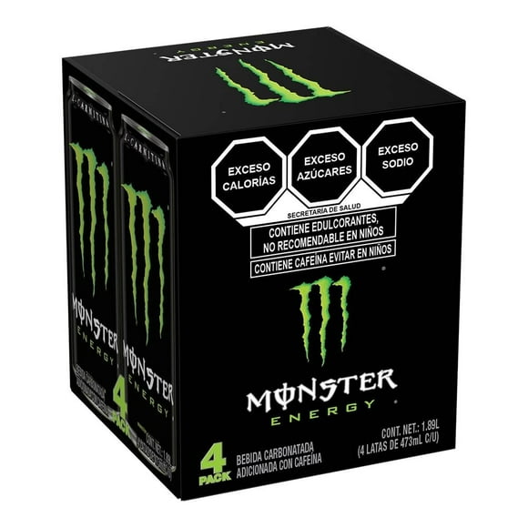 Bebida enrgética Monster Original Green 4 pzas 473 ml c/u