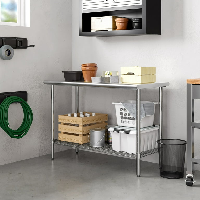 Seville Classics Stainless Steel Kitchen Workbench Rolling Prep