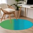 thumbnail image 5 of Color Ombre Striped Round Area Rugs 3 ft, Minimalist Green Teal Blue Gradient Modern Washable Small Area Rug with Non-Slip Sturdy Edge Binding Round Front Door Mat Floor Carpet for Entryway, 5 of 9