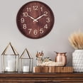 thumbnail image 4 of Reloj de pared Sunnimix de Madera oscura 12 pulgadas movimiento de barrido, 4 of 7
