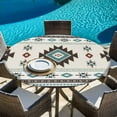 thumbnail image 5 of Southwest Ethnic Round Tablecloth 45-54 Inch Round Fitted Table Cloth with Elastic Edge, Boho Aztec Tribal Abstract Aesthetic Waterproof Table Cover Protector for Outdoor Picnic Party Dining, 5 of 6