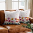 thumbnail image 3 of Spring Floral Throw Pillow Cover Watercolor Red Orange Blue Flower Plant Cotton Linen Cushion Cover Throw Pillow Case with Invisible Zipper for Couch Sofa Bed Chair Car 18x18 Inch, 3 of 14