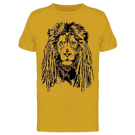 Lion With Dreadlocks Black Tee Men's -Image by Shutterstock