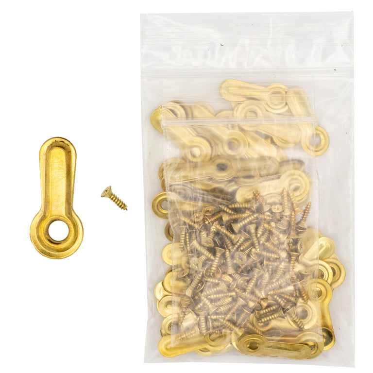 Picture Frame Backing Clips Brass 3/4 with Screws Small Size 100 Pack -  Retaining Clips For 