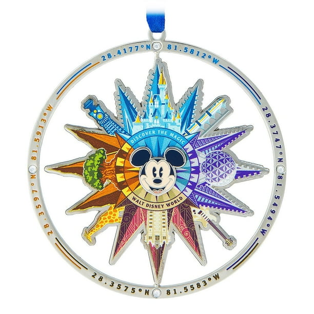 Disney Parks Walt Disney World Compass Christmas Metal Ornament New