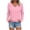 Pink, variant on Horkkom Long Sleeve Shirts for Women Solid Color V Neck T Shirts Casual Loose Basic Tees L