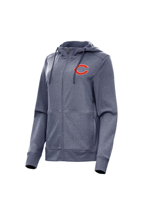 Women's Antigua   Heather Navy Chicago Bears Seeker Full-Zip Hoodie Jacket