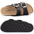 thumbnail image 3 of Litfun Women's Cork Footbed Slide Sandals Summer Leather Flat Sandals with Adjustable Buckles, Black, 3 of 8