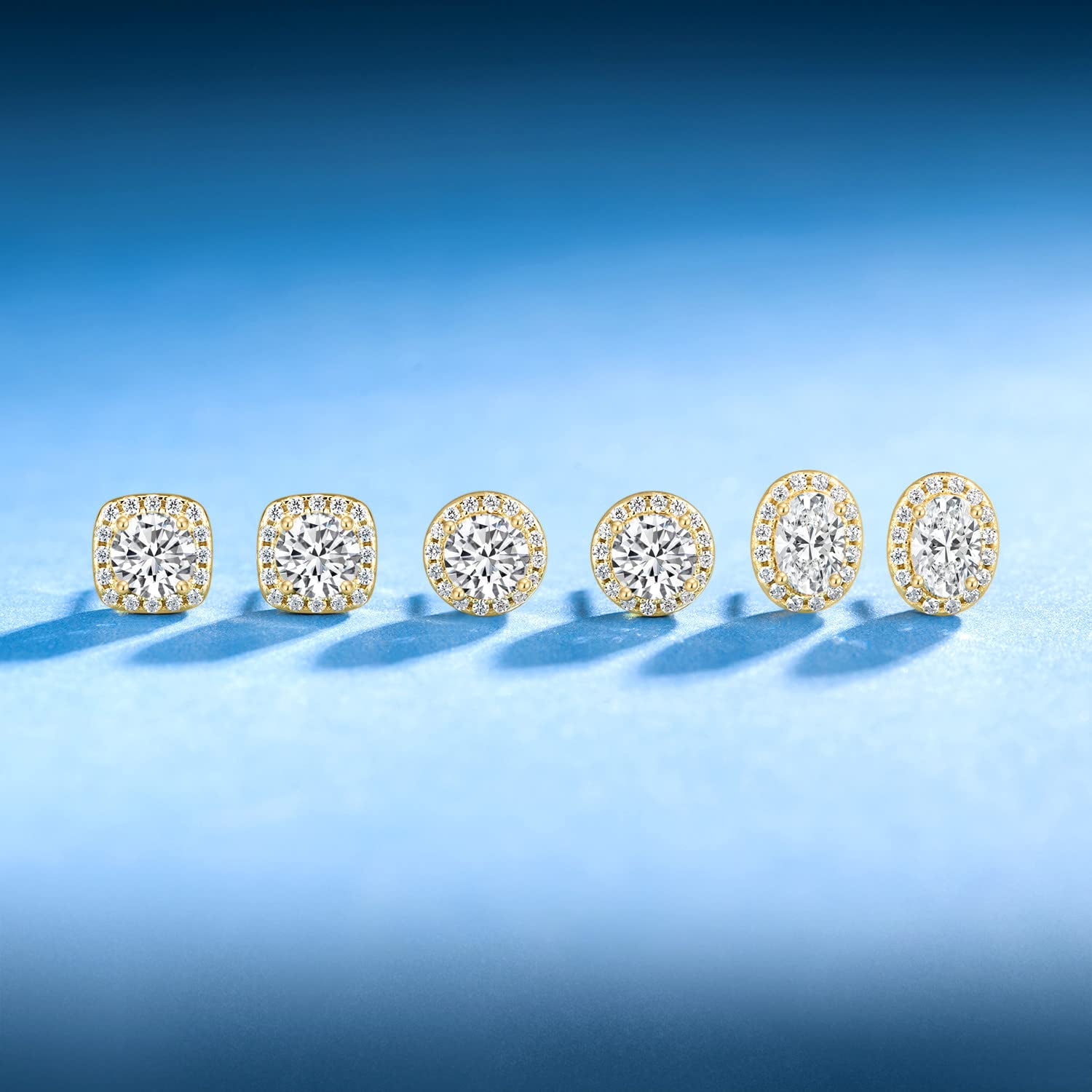 Monkton 18K Gold Plated 925 Sterling Silver Stud Earrings for Women, 0.5CT Oval Cut Cubic Zirconia CZ Stud Earrings, Best Gift Ideas for Women, Ladies