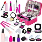 Fake Makeup Kids Cosmetic Toy Girls Pretend Makeup Kit for Kids with Cosmetic Bag Not Real Toy Beauty Set Birthday Gift for 3 4 5 6 Year Old Girls Fit Role Play Game, Princess Dress Up
