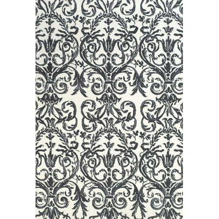 Karlin Floral Scrollwork Area Rug, Storm Gray/Bright White, 9ft-6in x 13ft-6in