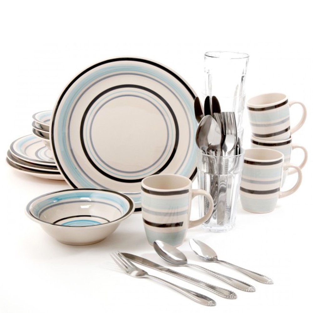 Gibson Deluxe Essentials 32Piece Dinnerware Combo SetBlue Walmart