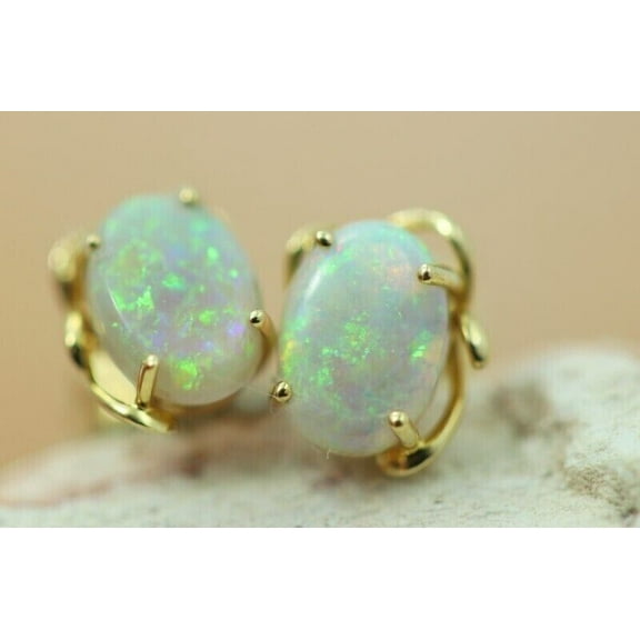 2.50Ct Oval Cut Lab Created Fire Opal Women's Earrings 14K Yellow Gold Plated