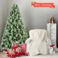 thumbnail image 5 of Tcbosik 5ft Pre-Lit Artificial Christmas Tree with 200 Warm White LED Lights and 694 Branch Tips, Hinged Xmas Tree with 51 Pine Cones for Home Office, Includes Base, Snowy Green, 5 of 9