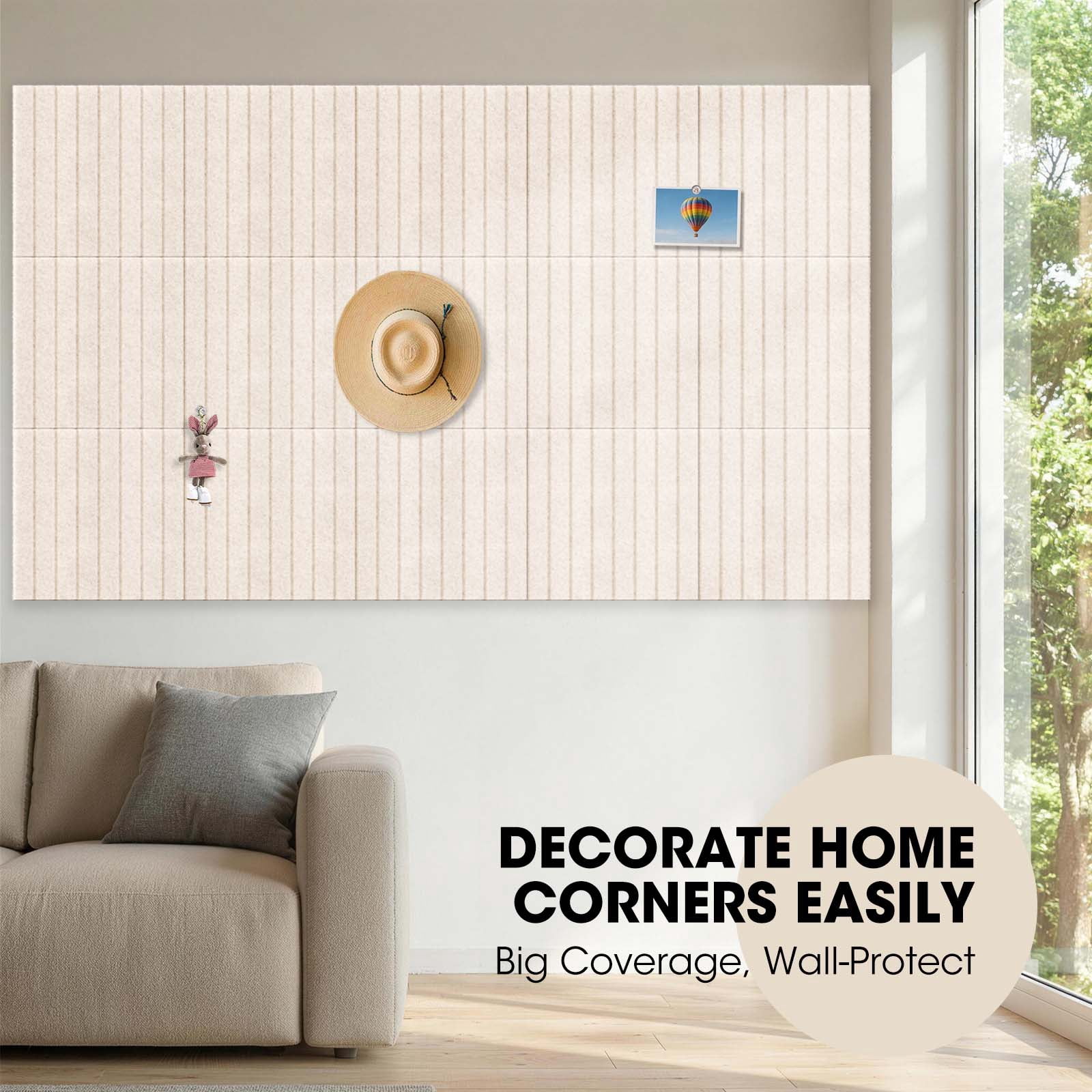 MYMULIKE  15 Pack Large Cork Board for Wall 59" x 36",Felt Bulletin Board with 75 Push Pins,Thick Cork Board for Office Kitchen Classroom, Light Camel