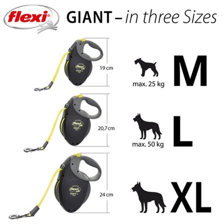 フレキシリード 伸縮リード 中型犬 ジャイアント M（体重25kg未満）8m テープ ドイツ製 犬のリード ロングリード ネオン 2年保証 ＼レビューキャンペーン実施／