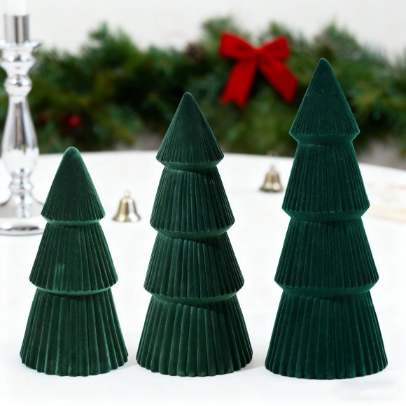 Set de adornos de Árbol de Navidad de resina - Decoración moderna de la aldea de invierno para repisa, mesa y chimenea