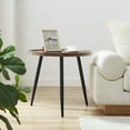 thumbnail image 4 of Danya B. 21.8" x 23.5" x 23.5" Paxton Raised Lip Edge Side Table with Modern Black Metal Taper Legs - Round - Walnut and Black, 4 of 11