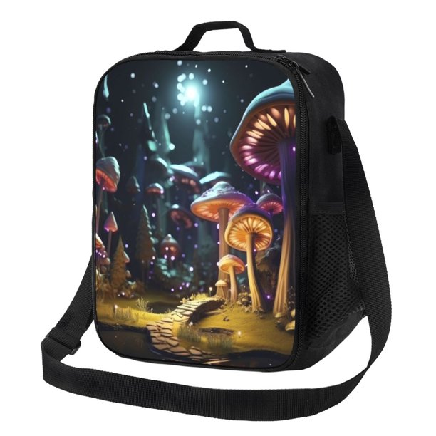 Disketp Purple Glowing Mushroom Bolsa Térmica Estampada para Almuerzo, Lonchera para Hombres y Mujeres Adultos