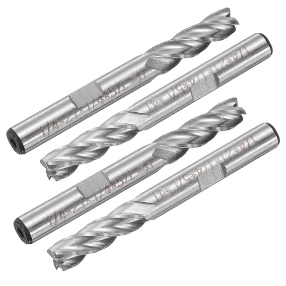 Uxcell 1/4 Inch Cutting Dia 4 Flutes Straight Shank HSS-AL End Mill Router Bit 4Pcs CNC Cutter Router Bits Spiral Milling Cutter Tool for Wood MDF Engraving