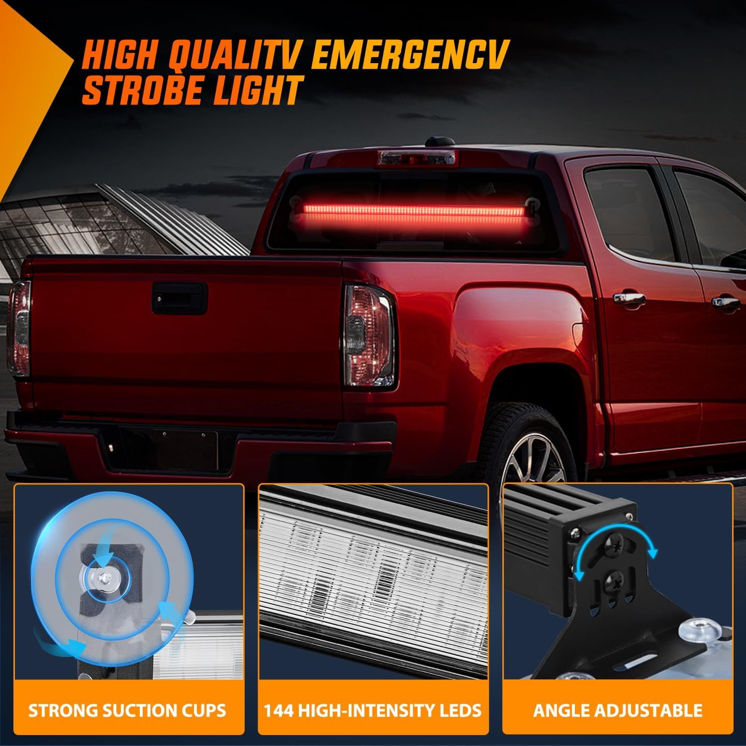 Nilight 144LED Traffic Advisor Strobe Light Bar with Controller Red Warning Lights Hazard Interior Front/Rear Windshield Flashing for Cars Plow Trucks