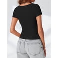 thumbnail image 2 of Womens Scoop Neck Short Sleeve Casual Tshirts Tops Summer Going Out Work Cute Fitted Shirts Trendy, 2 of 6