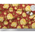 thumbnail image 3 of Soimoi Tissu en Soie Imprimé Feuilles & Roses au Mètre 42 Pouces de Large, 3 of 3