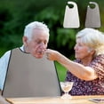 thumbnail image 1 of Babero para adultos y personas con discapacidad | Protector ajustable para la ropa para comer – Algodón lavable, gran cobertura 29,5"x17,7" | Cierre fácil de gancho y laza, gris/blanco, ligero y, 1 of 6
