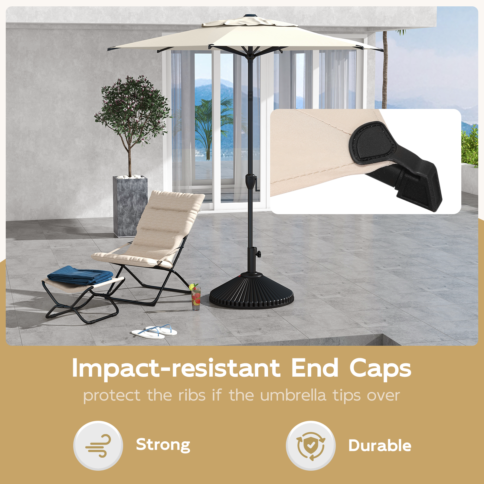 Abba Patio 7.5ft Outdoor Umbrella with Crank and Tilt, Beige photo 4