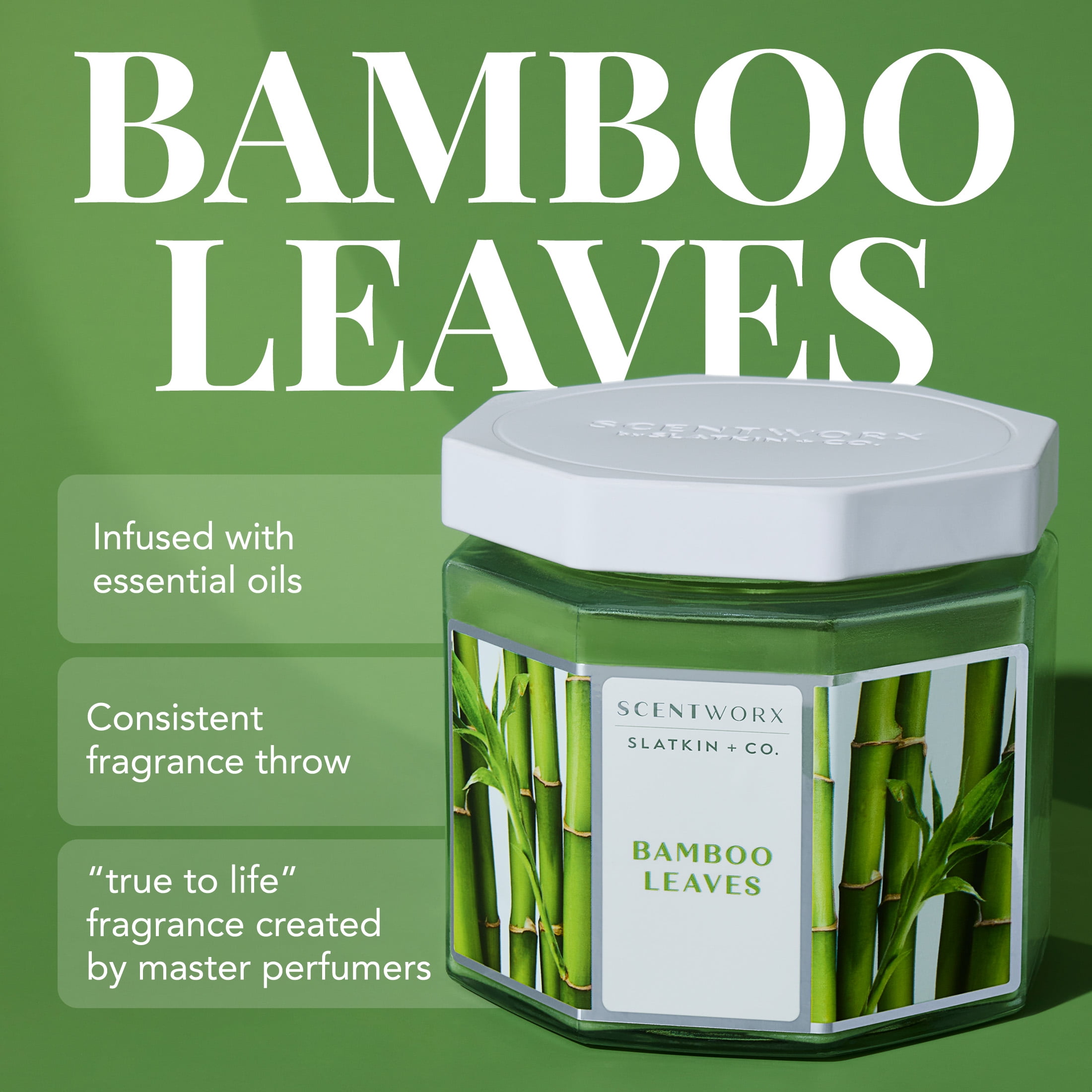 Scentworx 14.5 oz Bamboo Leaves 3-Wick Jar Candle by Slatkin & Co