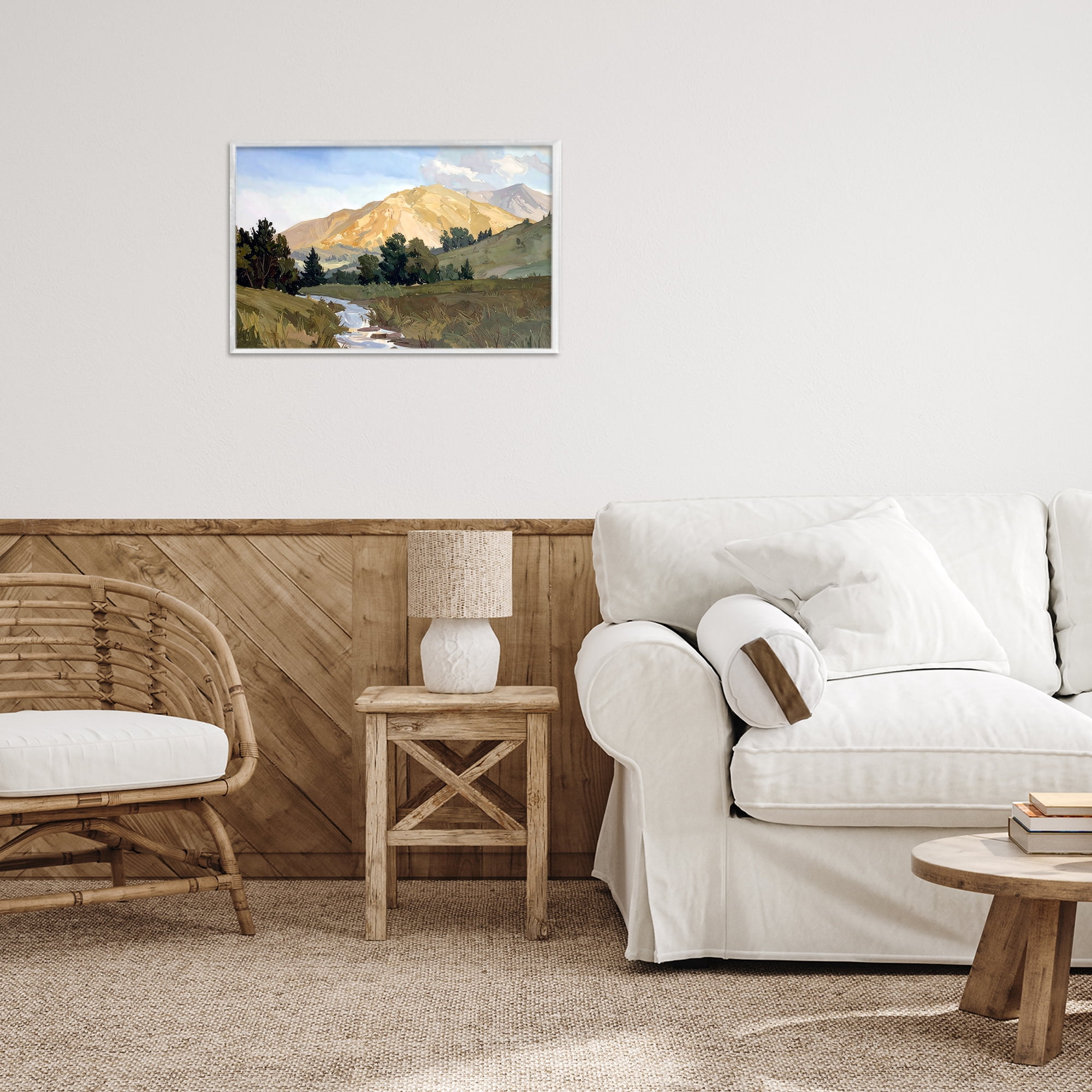 Stupell Industries Mountain Divide Valley White Framed Giclee Art, design by Alonza Saunders
