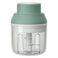 thumbnail image 1 of Picadora de ajo eléctrica inalámbrica con carga USB, 3 cuchillas, para condimentos, carnes y suplementos alimenticios, color verde., 1 of 14