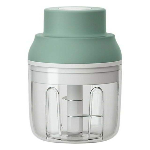 Picadora de ajo eléctrica inalámbrica con carga USB, 3 cuchillas, para condimentos, carnes y suplementos alimenticios, color verde.