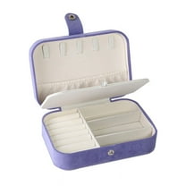 Small Purple Travel Jewelry Organizer Box for Ring Earrings Necklace Bracelet, Portable Fabric Cover Jewelry Storage Case