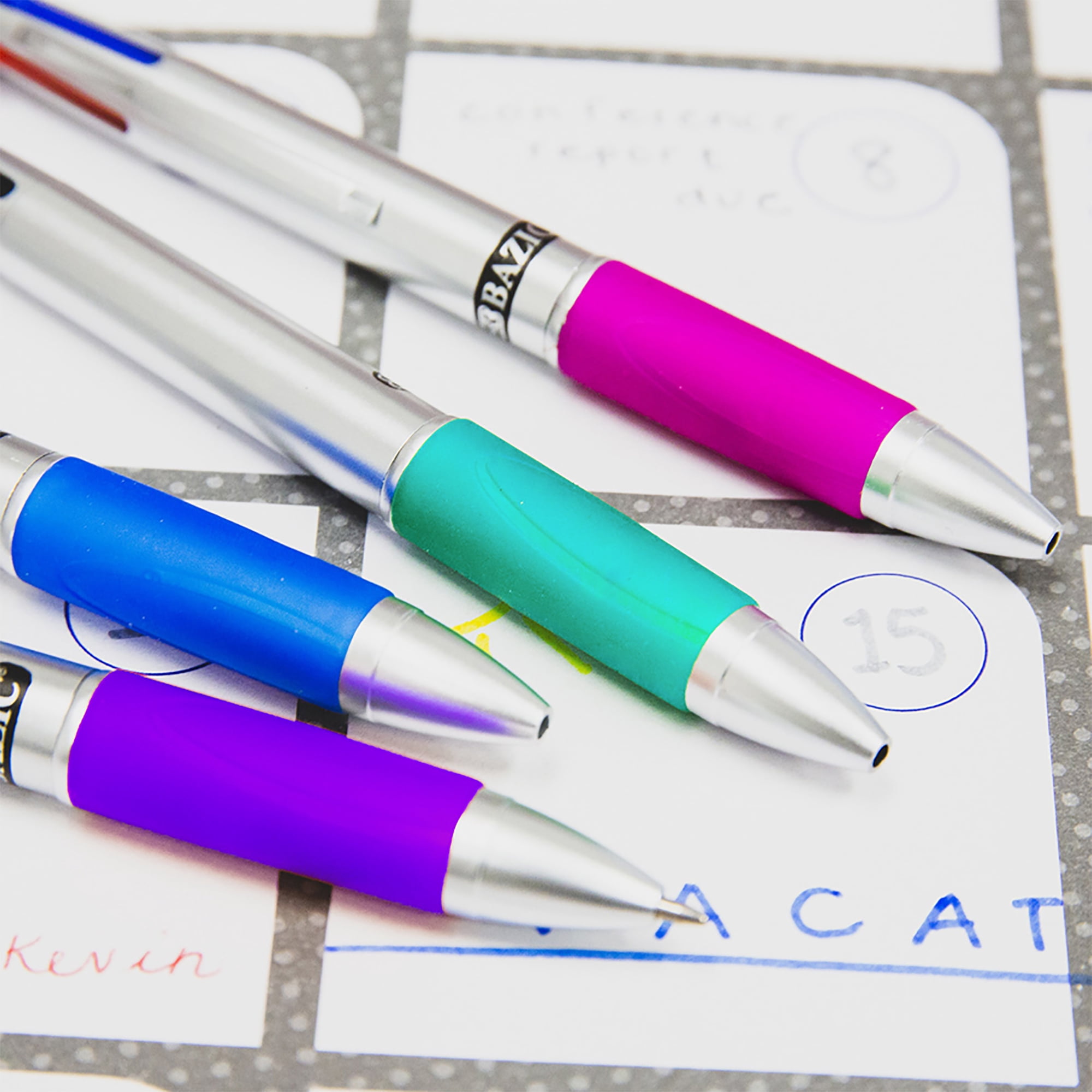 BAZIC Ballpoint 4-Color Retractable Pen Soft Grip, 1.0mm, (2/Pack), 24-Pack
